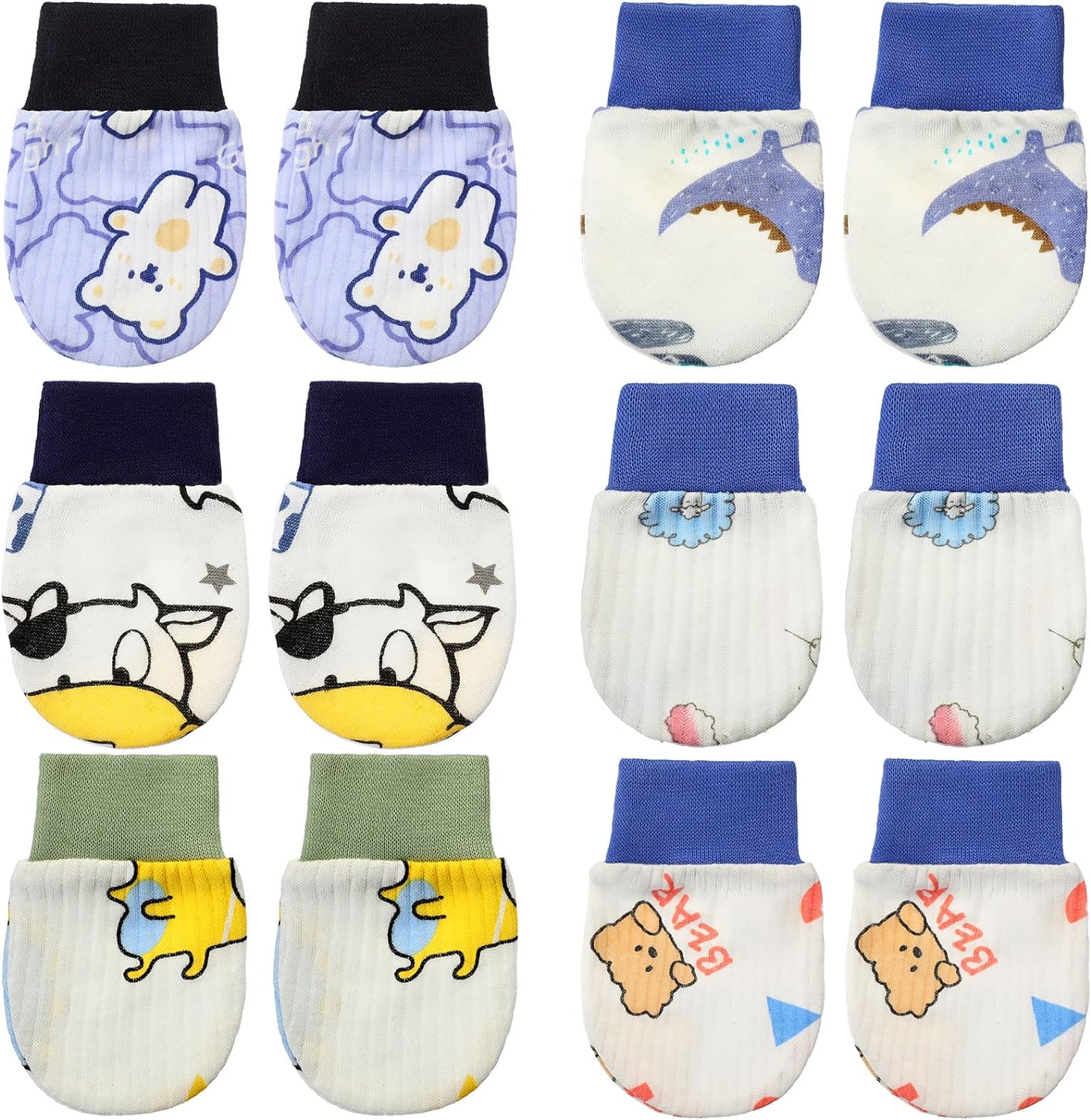 251026150909197_1 6 Pairs Newborn Baby Mittens No Scratch Gloves Infant Toddler Anti Scratch Essentials Unisex Cotton for 3-9 Months Girls Boys - Image 1